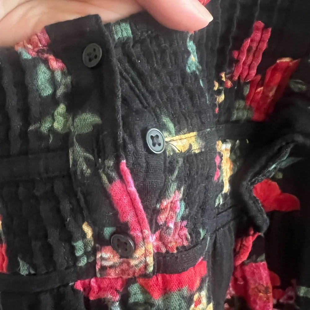 Old Navy Black Floral Girls' Dress with Red & Yellow Flowers